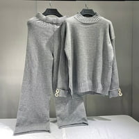 Dvije odjeće za žene Ženska Moda Scoop vrat pleteni džemper bez rukava labavo Bantsuit atletski stil odijela