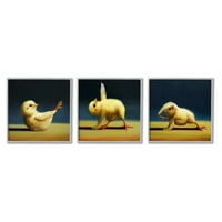 Stupell Industries Yoga Chick Trio slika smiješne Domaće životinje Stretching, 17, dizajn Lucia Heffernan
