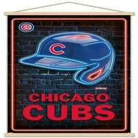 Chicago Cubs - Neonska kaciga zidni poster sa magnetnim okvirom, 22.375 34