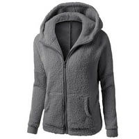BabySbule Fall Jackets za žensko odobrenjeWomen džemper sa kapuljačom kaput zimski topli vune sa zatvaračem dugih rukava odjeća za žene