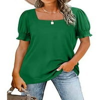 Capreze T Shirt za žene kratki rukav ljetni vrhovi kvadratni vrat T-shirt Casual Tee jednobojni pulover