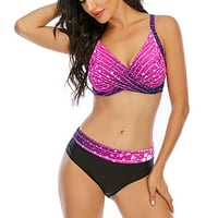Bikini Setovi za žene kupaći kostimi cvjetni Print ljubičasti Xxl