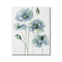 Stupell Moderni plavi slojeviti cvjetni pupoljci Botanička i cvjetna slika Galerija zamotana platna Print Wall Art Art