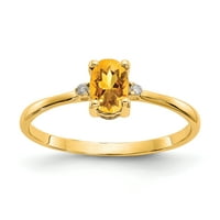 Primal Gold Karat žuto zlato dijamant i citrin rodni kamen prsten