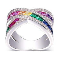Rainbow Crystal 18kt bijeli pozlaćeni prsten