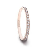 Ženski vjenčani prsten od poliranog ružičastog pozlaćenog titanijuma sa malim laboratorijskim postavkom White Diamonds-Veličina 4.5