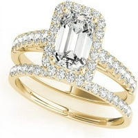 Jewelmore Carat smaragdni rez Oblik Halo Diamond Angažman prsten