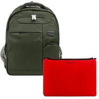 Vrhunski najlonski ruksak sa više pretinaca sa podesivim podstavljenim naramenicama, džepovima sa patentnim zatvaračem i univerzalnim neoprenskim pametnim rukavom za laptopove tablet Bundle