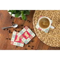 Carolines Treasures CK5401FC English Leicester LongWool ovčji ljubavni pjena Coaster set od 4, crvena,