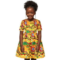 Deca Deca Devojčice Afrički Dashiki Tradicionalni Stil Kratki Rukav Okrugli Vrat Haljina Ankara Prince
