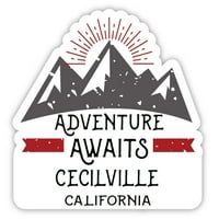 Cecilville California Suvenir Vinil naljepnica za naljepnicu Avantura čeka dizajn