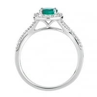 Smaragd i karat od 10k bijelog zlata TW dijamantski Halo prsten