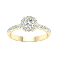Imperial Ct TDW okrugli dijamantski Halo verenički prsten od 10k žutog zlata