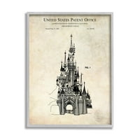 Stupell Industries Fantasy Castle Vintage Diagram Graphic Art Grey uramljeno umjetnost Zidna umjetnost,