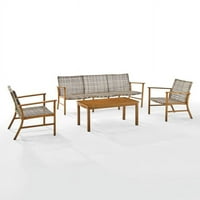 Crosley Furniture Ridley Wicker & Metal Sofa Set Nestrpljenog sive smeđe - kauč, stolić za kavu i fotelje