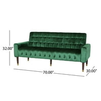 Plemeniti kuća Gracelynn TELVET dugme Tufted Seater Sofa, Emerald
