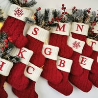 Božić Crvena Čarapa Slova Inicijali Pahuljica Uzorak Pletene Crtane Čarape Tkanina Poklon Kontejner Dekorativna