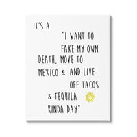 Stupell Industries Live Off Tequila & Tacos fraza hrana i piće Galerija slikanje zamotane platno Print
