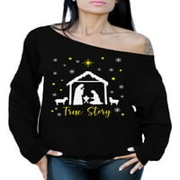 Božićni džemper za njenu istinitu s pričom džemper za žene kršćanski džemper za dame Isus Christ džemper