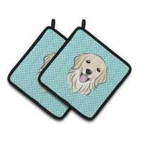 Carolines blaga bb1143pthd checkerboard Blue Golden Retriever par nosača lonca 7,5hx7,5W, višebojni