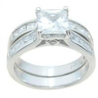 Sterling Couture rs Sterling Silver Princess zaručnički prsten Set-Veličina 5