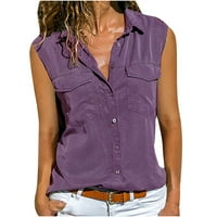 Rever Tank Tops za žene letnje majice bez rukava V vrat haljine Casual Tees Loose Fit Tunic trendi button