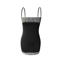 Aayomet donji veš za žene Plus Size ženski Sling modni Casual čipkasti šavovi Trim Dress Lingerie, Crni