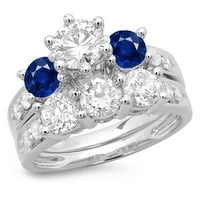 DazzlingRock kolekcija 14k Blue Sapphire & White Diamond Bridal kameni zaručnički set za angažman, bijelo
