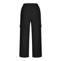 Ženske posteljine Capri hlače Ležerne prilike sažernim hlačama sažerne hlače sa širokim pantalonama za noge sa džepovima