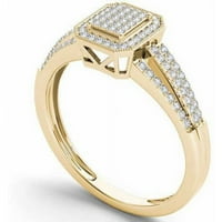 Carat T.W. Dijamantni sin Halo Cluster 10KT Žuti zlatni zaručni prsten