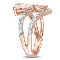 Miabella ženski karat T. G. W. Morganit i karat T. W. dijamant 10kt ružičasto zlato 2-kameni srčani prsten