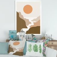 Poznačaj 'Potpuni mjesec u Terrakotta tonovima Planine' Moderni uokvireni umjetnički print