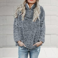 Dtydtpe dukserice za žene, labave tople zimske čvrste Casual dukserice sa patentnim zatvaračem puloveri bluze ženski dugi rukavi ženski džemperi