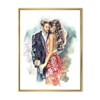 PROIZVODNJA Romantični par i čaša šampanjca na novogodišnjoj strani Tradicionalni uokvireni platneni zidni otisak