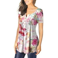 Klirens prodaja Deal Womens Tops Casual Tunic Flowy Henley Tshirt Dressy Floral Print Tops okrugli vrat