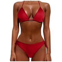 Ženski modni seksi Split Bikini čipkasti erotski donji veš crveni