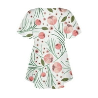 Hanas Tops Summer Choker V Deck Tee, Plus Size Floral & Butterflys Print T-Shirts, Casual Kratki Rukav